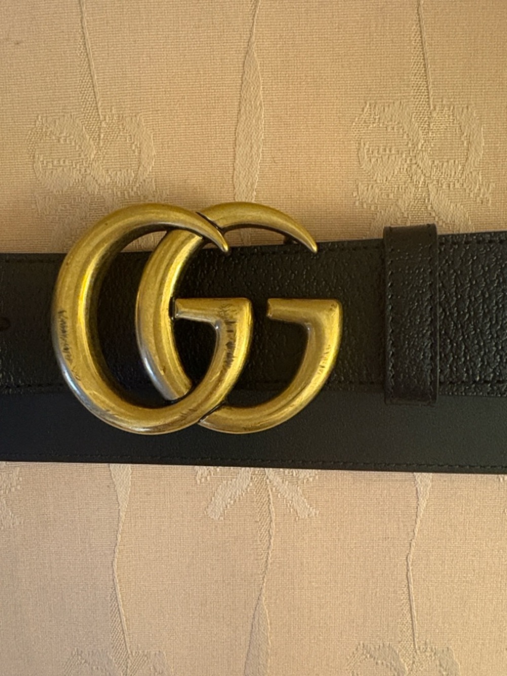 Gucci Marmont Wide Black Leather Double G Belt